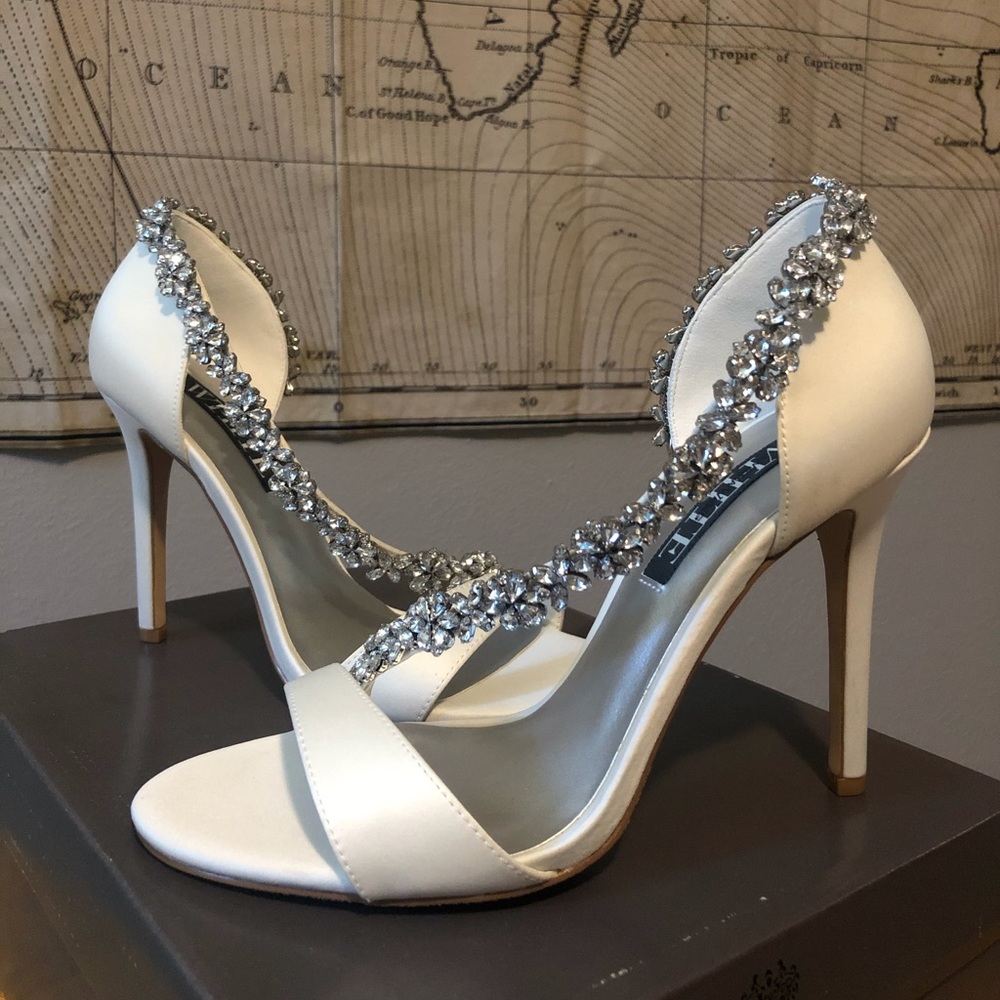 IVORY Bridal Sandals with Crystal Flower Strap